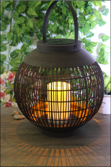 Solar Outdoor Powered Rattan Lantern Ball Shaped (Large Size) with LED