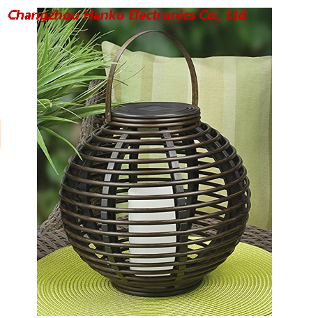 Battery Operated Round Rattan Lantern, Outdoor Lamps Battery Operated