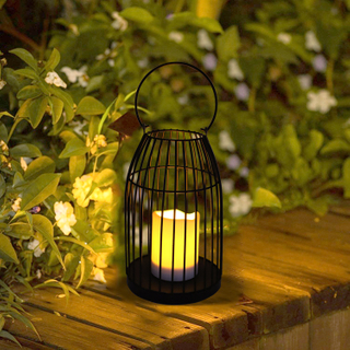 Solar Powered Iron Lantern-LED Garden Decorative Lights Outdoor