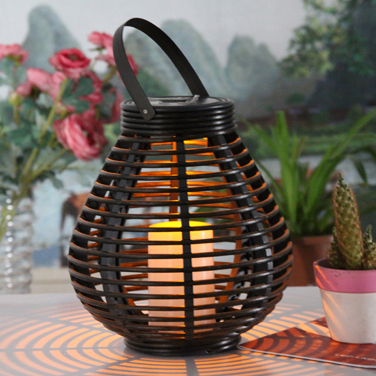 Hand-woven waterproof outdoor garden decoration solar lantern light