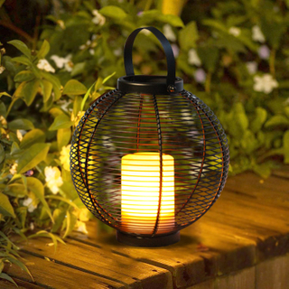 Solar Powered Metal Lantern Ball Shape - Small Size--LED Garden Decorative Lights Outdoor